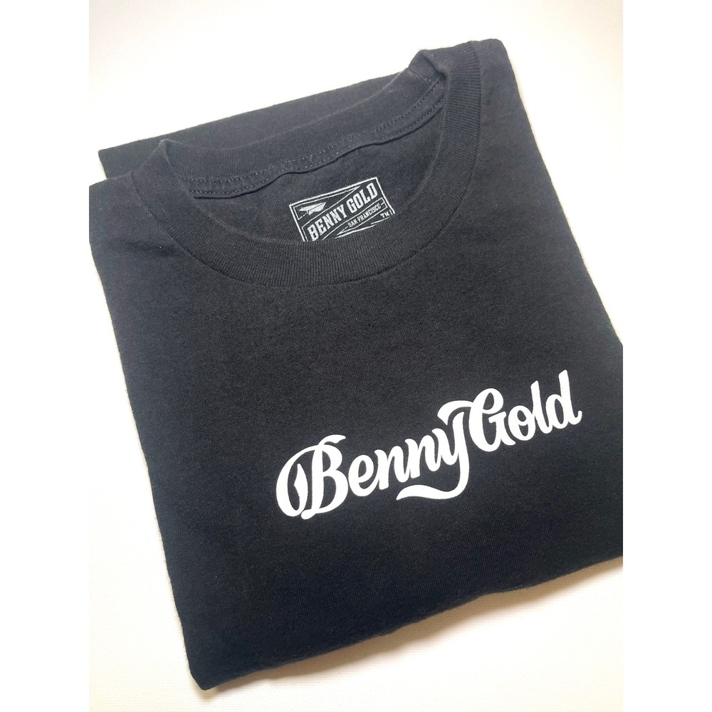 Benny Gold Mens Script Logo Graphic T-Shirt Black XL San Francisco Streetwear
